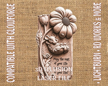 BEST WISHES 3d illusion & laser-ready file 3DWave.us